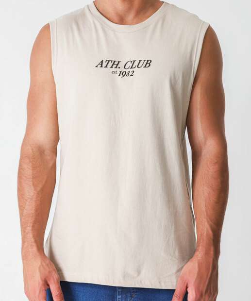 Regata Masculina Machão Estampada Marisa Bege