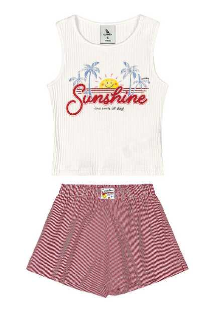 Conjunto Cropped e Short Listrado Quimby