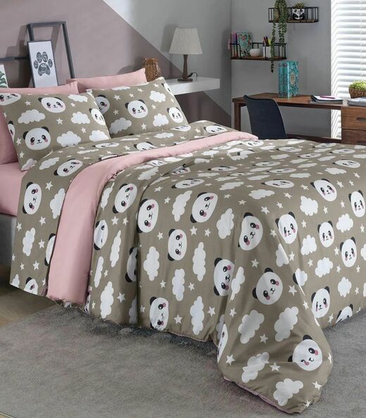 Image_Jogo Capa de Edredom Solteiro 2 Peças Lar e Lazer Cinza