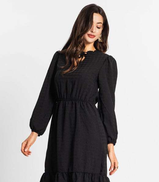 Vestido Midi Feminino Manga Longa Endless Preto