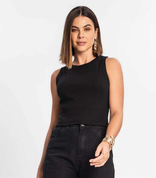 Regata Cropped Feminina Ribana Rovitex Preto