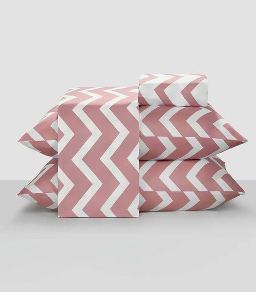 Jogo De Cama Chevron solteiro Lar E Lazer Rosa