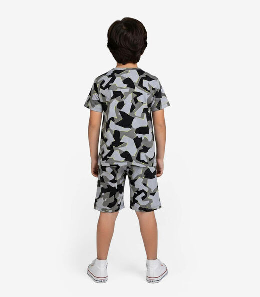 Pijama Infantil Camiseta e Bermuda Select Cinza