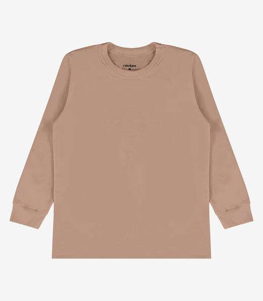 Camiseta Manga Longa Básica Rovitex Kids Marrom