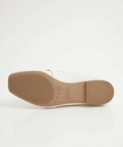 Mocassim Loafer Feminino Bico Quadrado Off White
