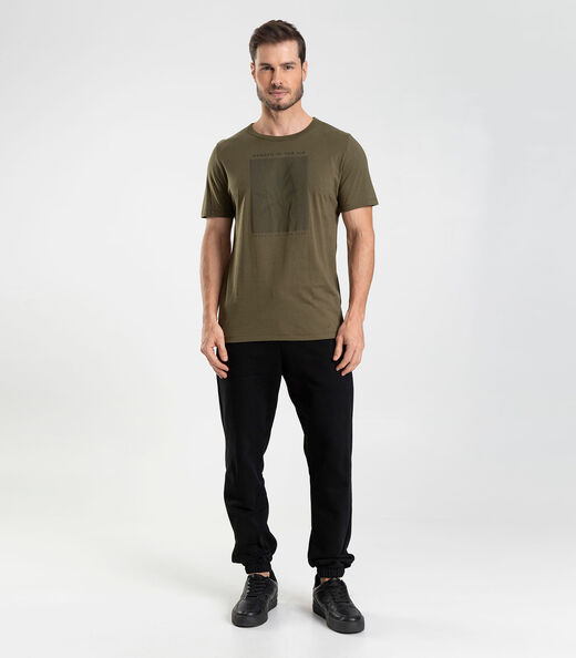 Camiseta Masculina Meia Malha Com Estampa Diametro Verde