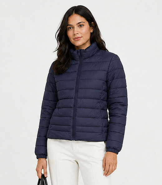 Jaqueta Puffer Feminina Peluciada Sea Surf Azul
