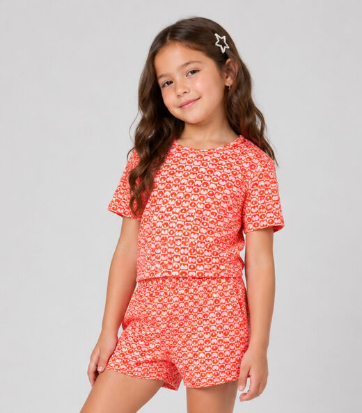 Image_Conjunto Menina Infantil Blusa Com Short Select Laranja