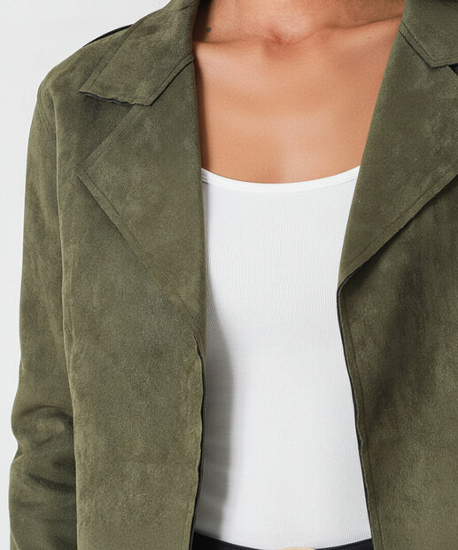 Jaqueta Feminina Biker Suede Marisa Verde