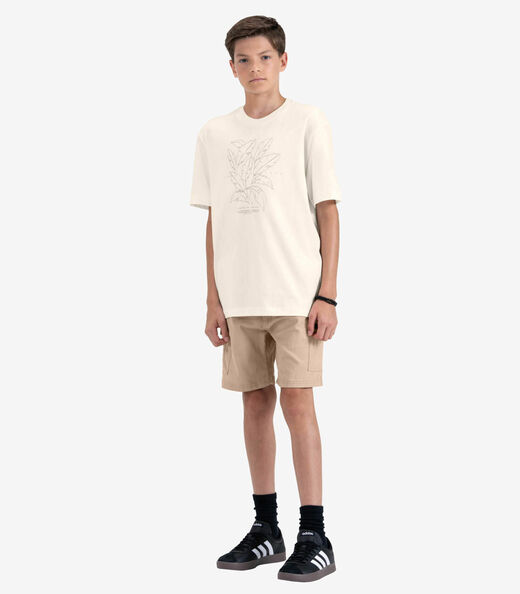 Camiseta Juvenil Masculina em Meia Malha Minty Bege