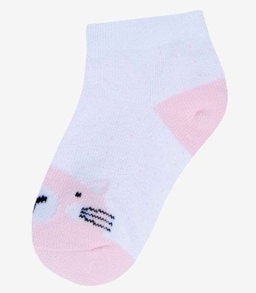 Kit 3 Pares De Meia Cano Curto Infantil Trick Nick Bege