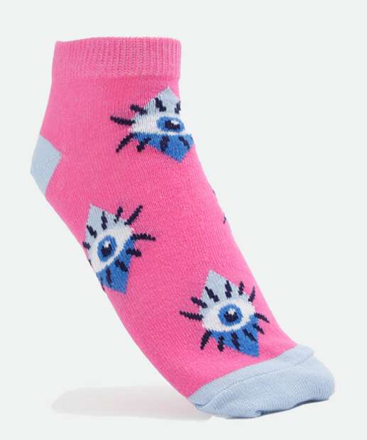 Kit 3 Pares Meias Soquete Feminina Estampa Olho Grego