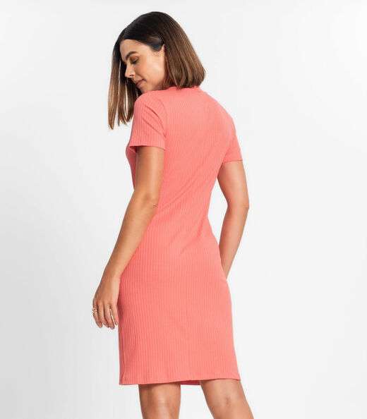 Vestido Feminino Em Ribana Canelada Rovitex Rosa