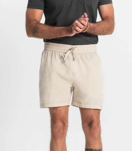 Bermuda Masculina Sarja Elástico E Bolsos Shift Bege