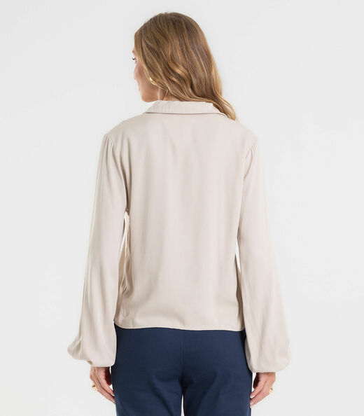 Camisa Manga Longa Feminina Em Viscose Rovitex Bege