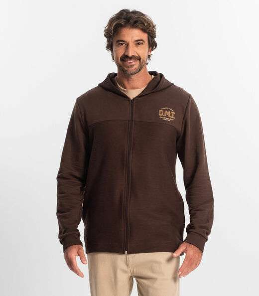 Jaqueta Masculina com Capuz Em Moletom Diametro Marrom