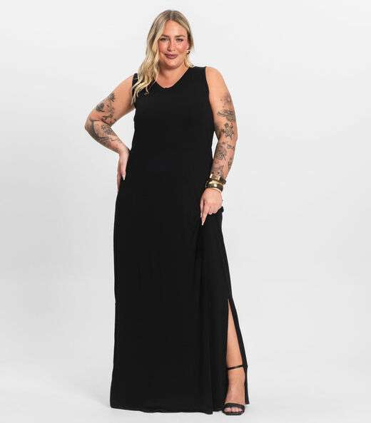 Image_Vestido Longo Plus Size Infinita Cor Preto