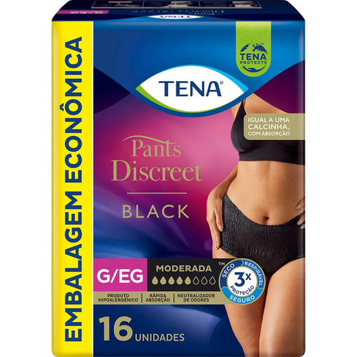 Image_Kit 4 Fraldas Adulto Tena Pants Discreet Black G/Eg 8 Unidades cada