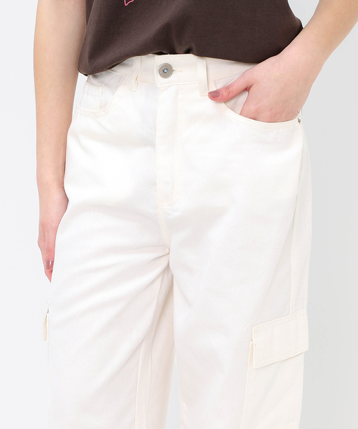 Calça Wide Leg Feminina Sarja Cargo 