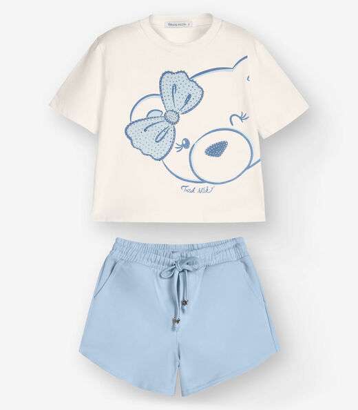 Image_Conjunto Camiseta com Shorts Menina Trick Nick Bege