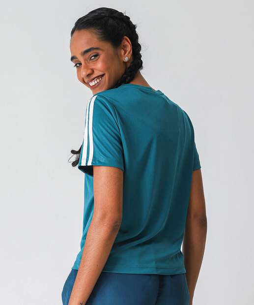 Blusa Feminina Fitness Listras Marisa Azul