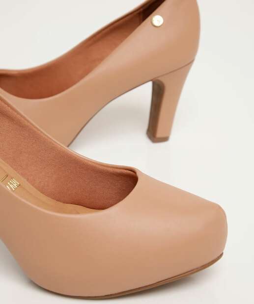 Scarpin Feminino Bico Redondo Salto Grosso Vizzano