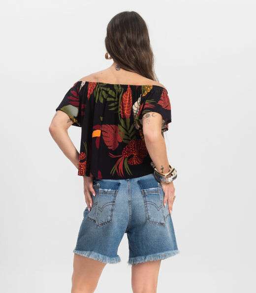 Blusa Feminina Ciganinha Infinita Cor Preto