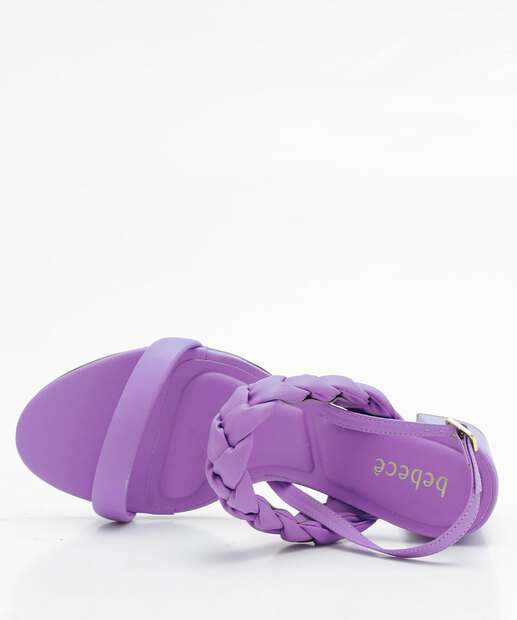 Sandália Salto Grosso Feminina Trançada Bebecê