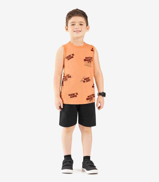 Machão Infantil Masculino Meia Malha Rovi Kids Laranja