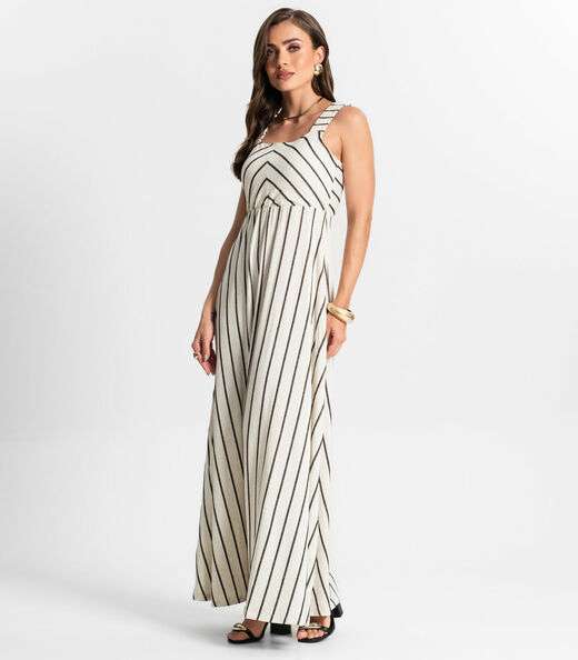 Vestido Longo Em Vicolinho Endless Preto