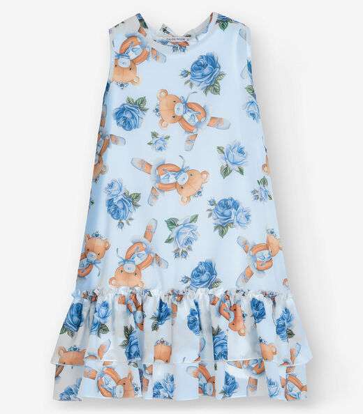 Image_Vestido Meia Malha e Chiffon Trick Nick Azul