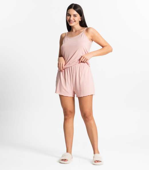 Pijama Feminino De Alças Select Bege