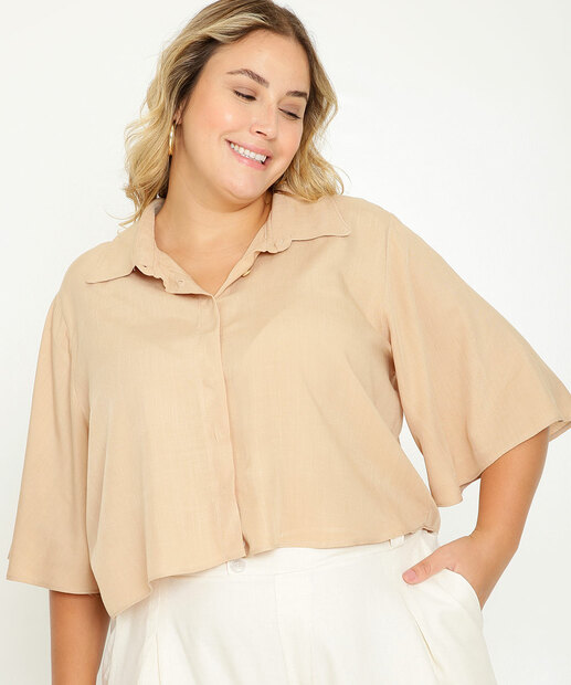 Camisa Plus Size Feminina Manga 3/4