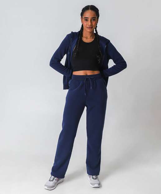 Image_Calça Feminina Moletom Fitness Reta Marisa Azul