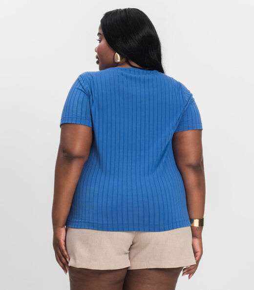 Blusa Malha Delicate Plus Infinita Cor Azul