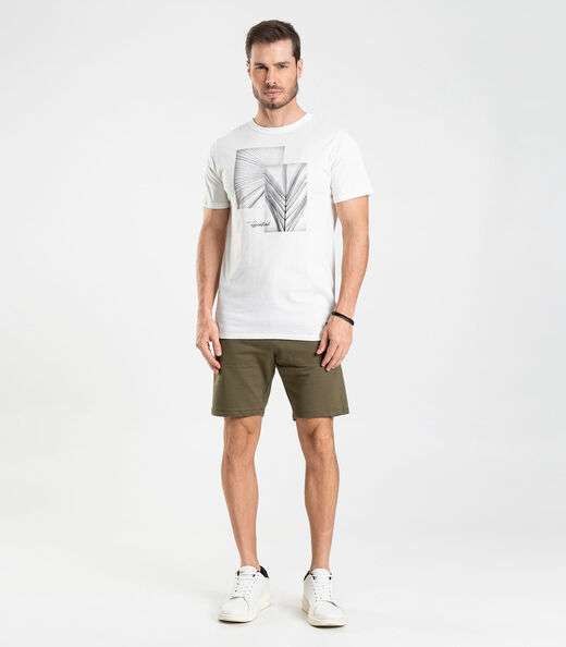 Camiseta Meia Malha Masculina Diametro Bege