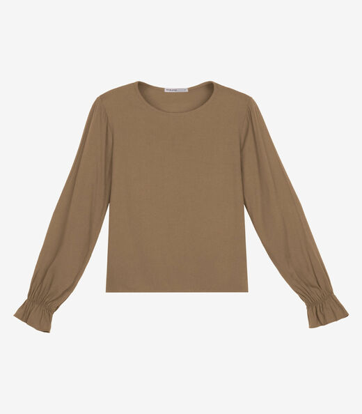 Blusa Feminina Manga Longa Com Lastex Endless Marrom