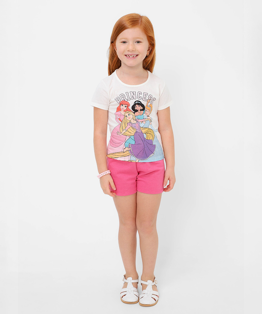 Conjunto Infantil Princesas Disney Tam 4 a 10 Azul