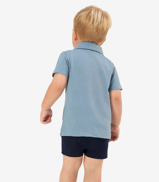 Conjunto Camisa Com Bermuda Infantil Rovi Kids Azul