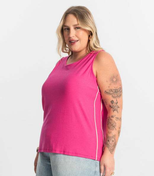 Regata Viscose Lisa Plus Size Secret Glam Rosa