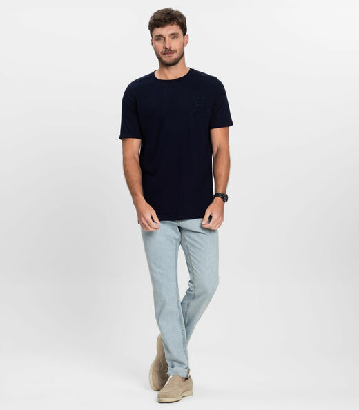 Camiseta Masculina Manga Curta Malhão Diametro Azul