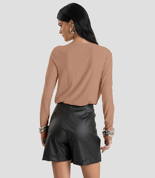 Blusa Feminina Degagê em Malha de Viscose Dianna Marrom