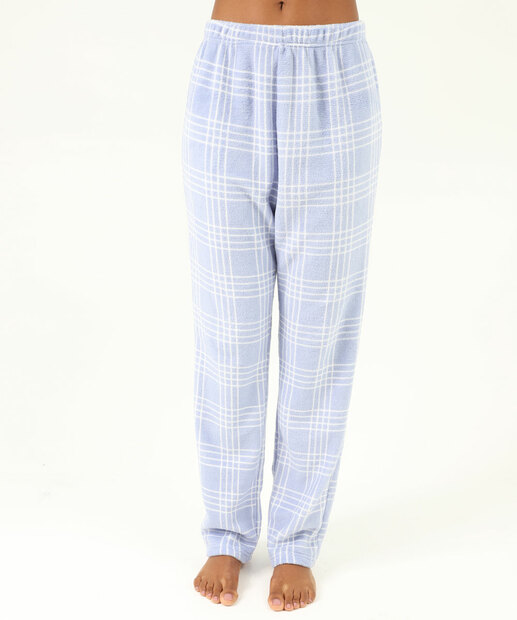 Pijama Feminino Plush Estampa Xadrez Marisa Azul