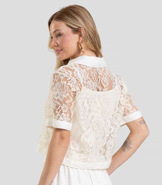 Conjunto Camisa com Blusa de Alça Feminina Dianna Bege