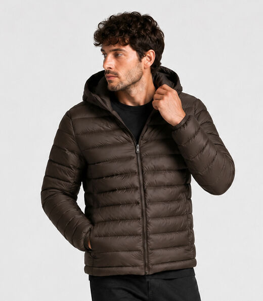 Image_Jaqueta Masculina Puffer Com Capuz All Free Marrom