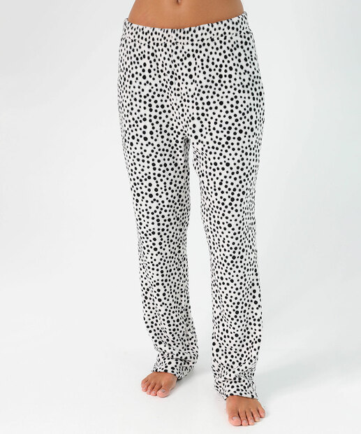 Pijama Feminino Plush Estampa Panda Marisa Off White