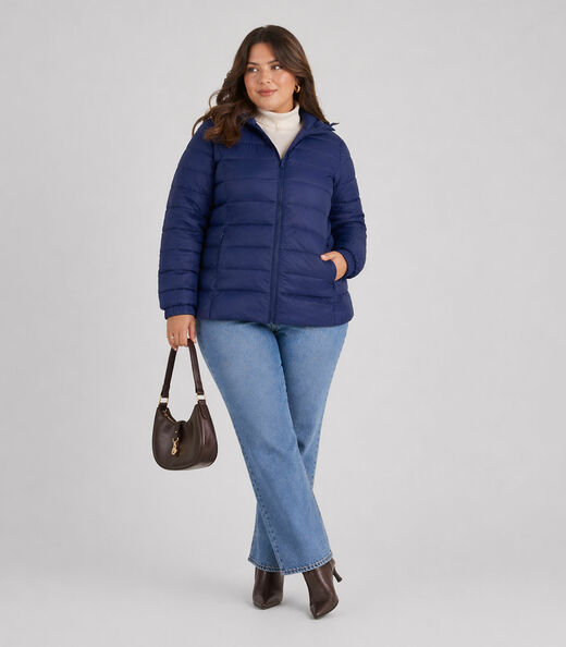 Jaqueta Feminina Plus Size Com Capuz Sea Surf Azul
