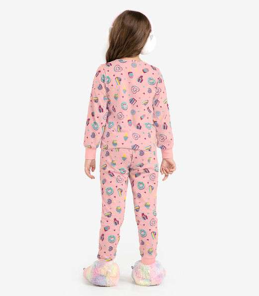 Pijama Infantil Menina Em Meia Malha Rovi Kids Rosa