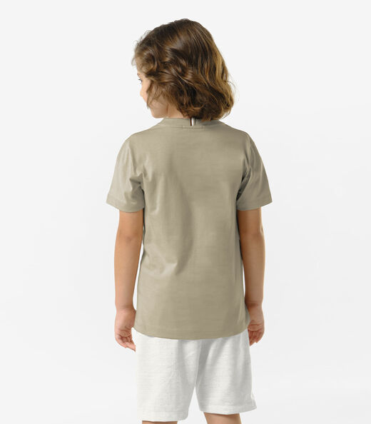 Conjunto Infantil Camiseta Com Bermuda Trick Nick Bege
