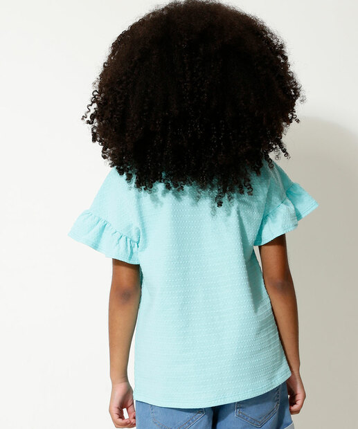 Blusa Infantil Manga Curta Textura Marisa Tam 4 a 10